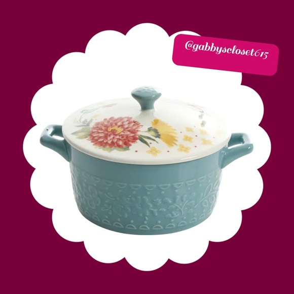 💋 New Pioneer Woman Blooming Bouquet 14.4-oz Mini Casserole Dish w/ Lid, Qty 1 - Picture 3 of 5